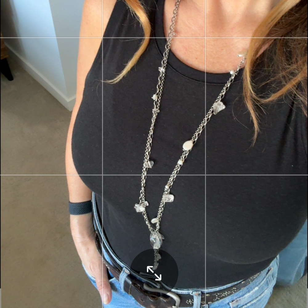 Silpada Long Stirling Silver and Crystal  Necklace.